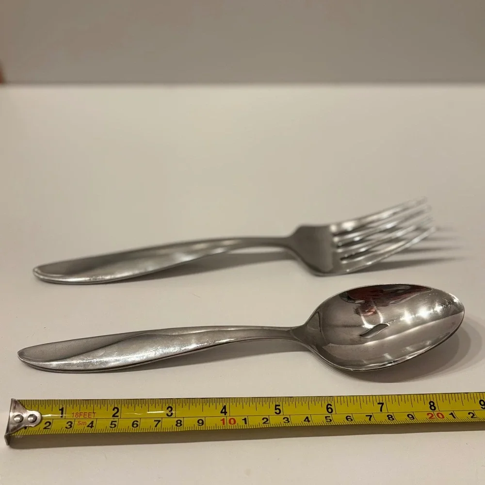 Onida Serving Spoon and Serving Fork Set‎ Stainless Steel vintage